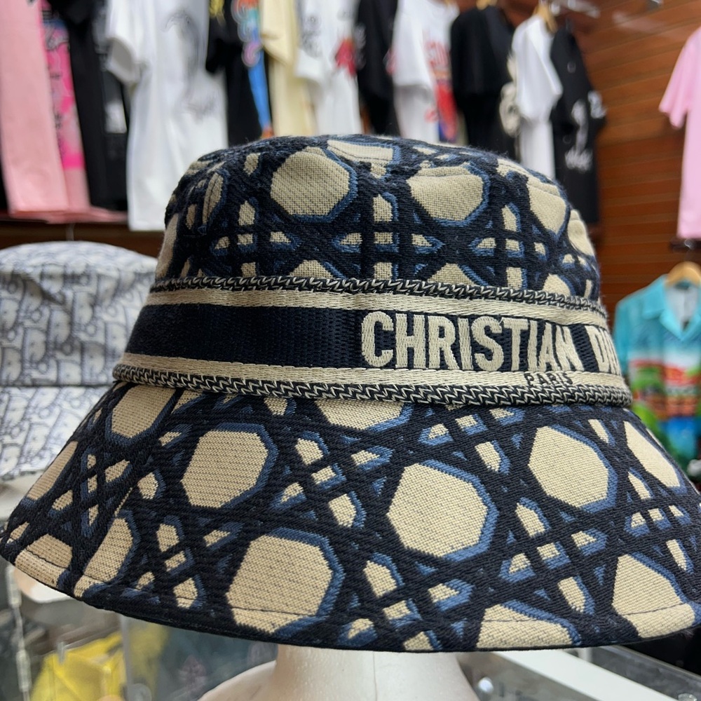 Christian Dior Beige and Blue Bucket Hat